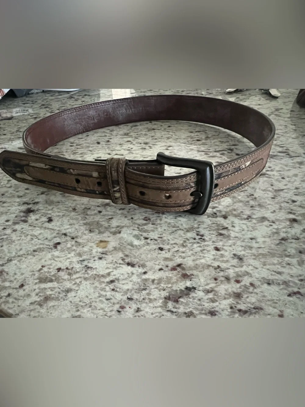 Men's Brown Leather Belt with Black Buckle .  w30